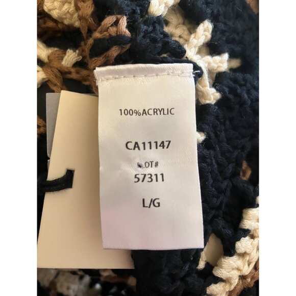 Elan Western Knit Tank Black/Brown L Crochet Fringe Patchwork Resort Whimsygoth - Picture 11 of 11